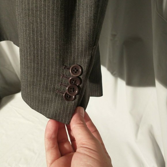 Sartoria Partenopea Men's Sz 40 Super 110s Wool Full Lined Gray Pinstripe Blazer - Picture 3 of 12